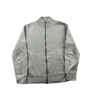 J Crew Hand Knit Sweater Cotton milano-stitch Full Zip-Neck Ski Gray Men's Small